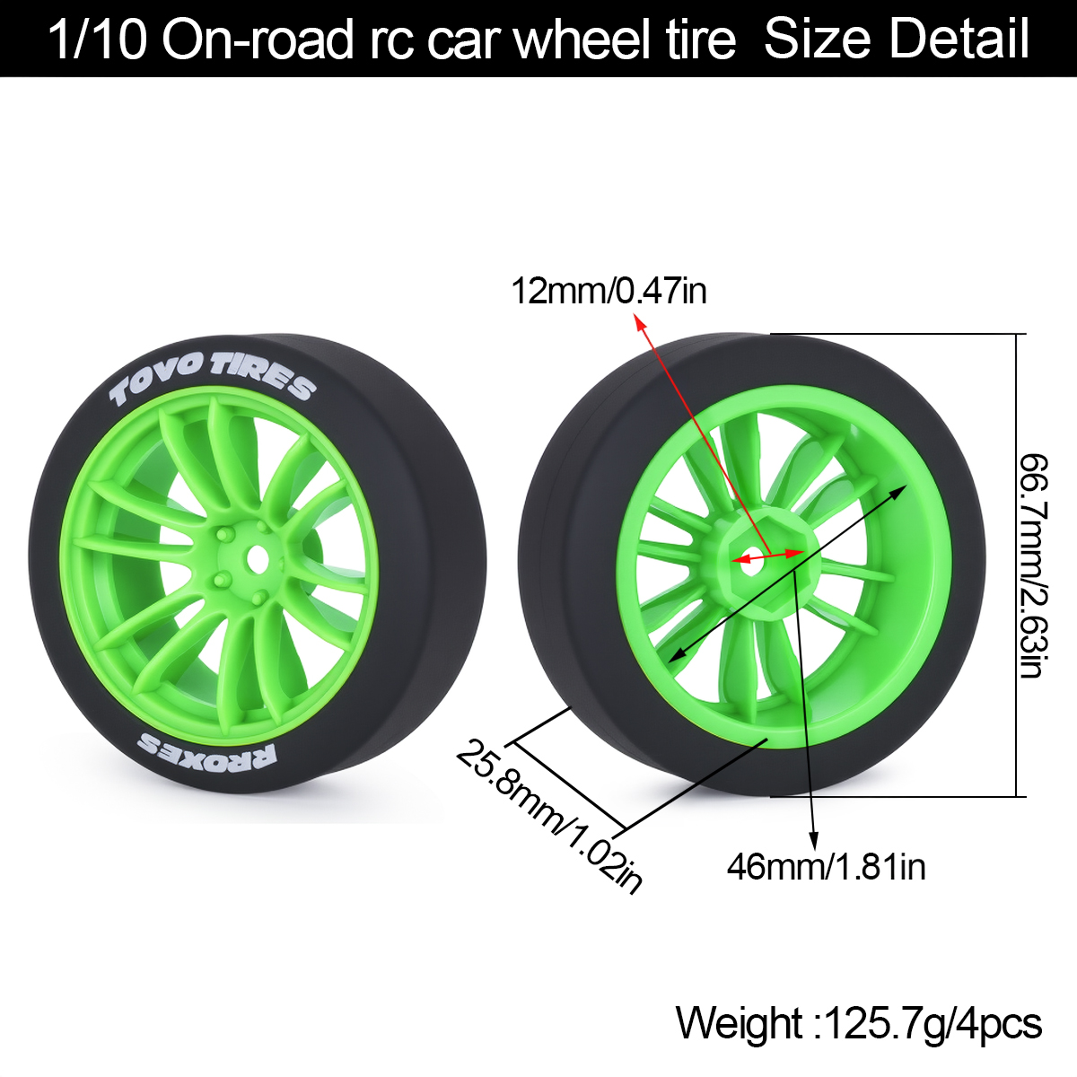 4Pcs Hard Drift Tires Wheel Ty - огляд і ціна Model Kit Tamiya