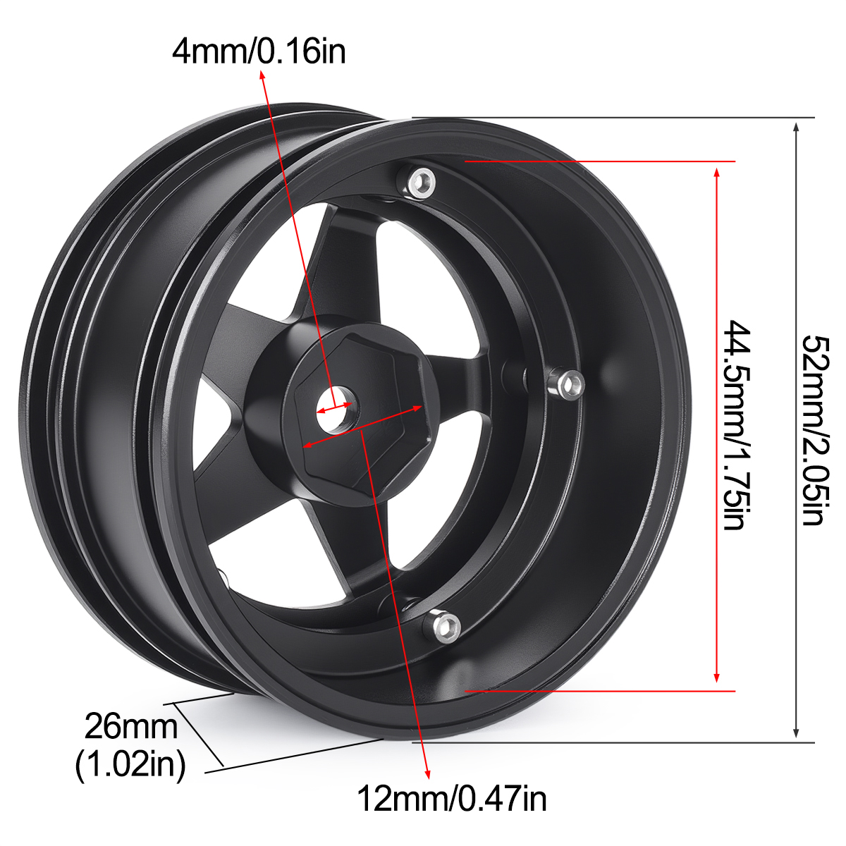 4Pcs Aluminum Wheel Hubs Rim 5 - огляд і ціна Model Kit Tamiya