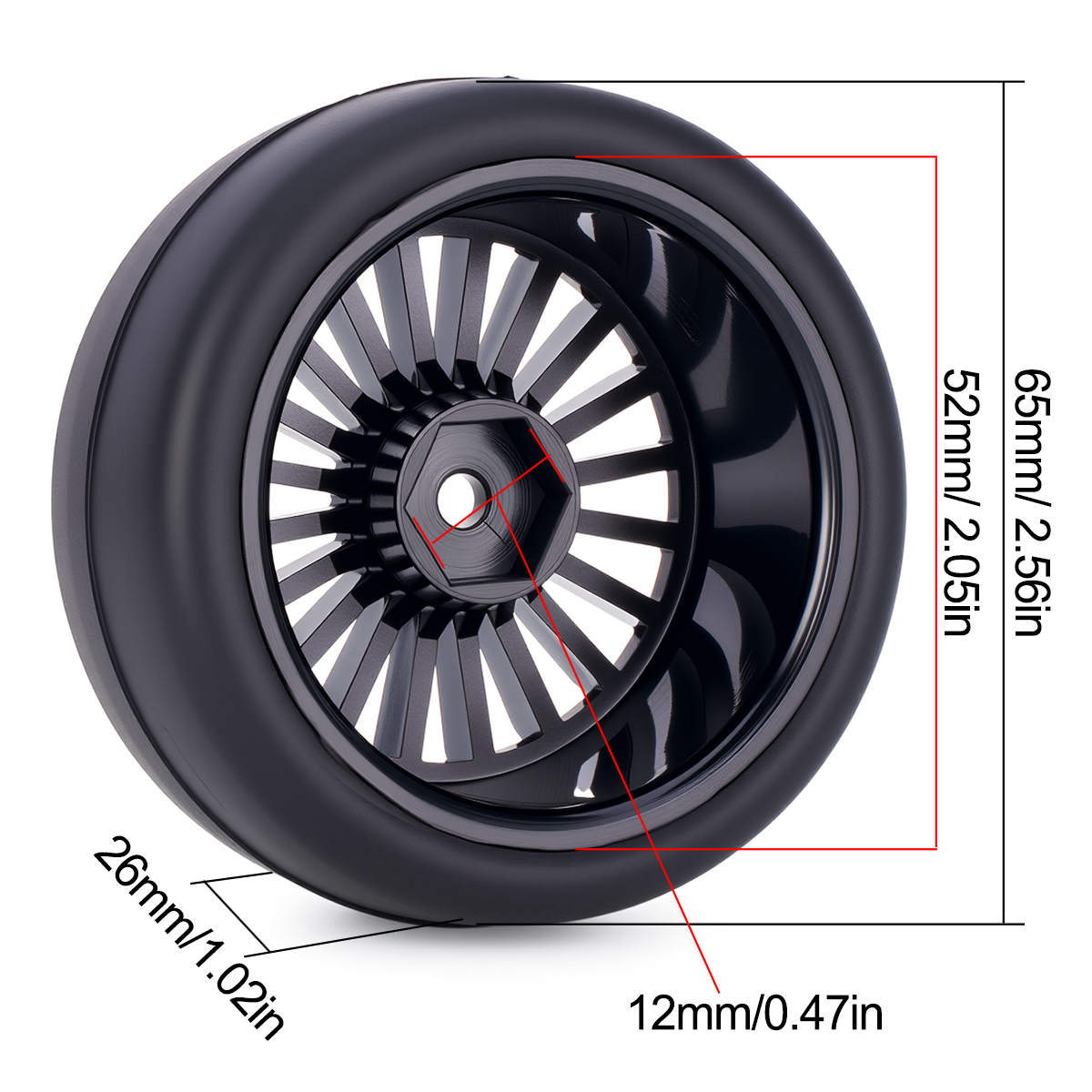 Pre-Glued RC Wheels Tires Set  - огляд і ціна Model Kit Tamiya